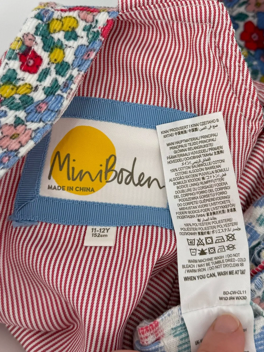Mini Boden Corduroy Floral Shortalls | Multi Floral | 11-12Y